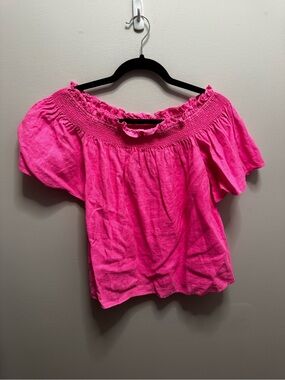 NWT Lilly Pulitzer Linen Off-Shoulder Smocked Top